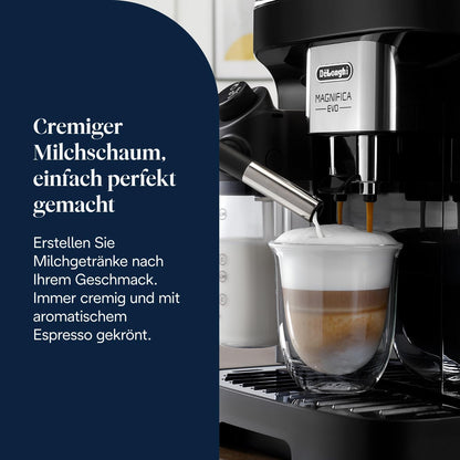 Magnifica Evo ECAM292.81.B-Perfetto Kaffeevollautomat 7 One-Touch-Getränke,Cappuccino,Espresso Kaffeemaschine,Soft-Touch-Bedienfeld,Schwarz